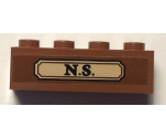 Brick 1 x 4 with 'N.S.' in Gold Label Pattern (Sticker) - Set 75952