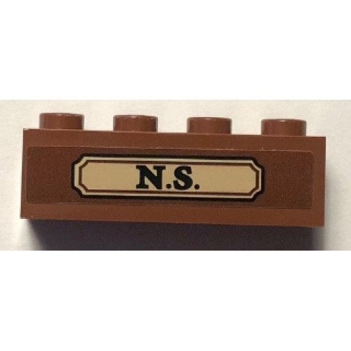 Brick 1 x 4 with 'N.S.' in Gold Label Pattern (Sticker) - Set 75952