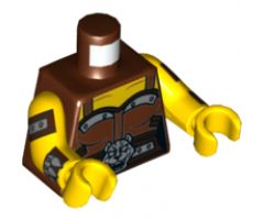 Torso Female Bodice, Silver Trim and Wolf Buckle Pattern / Yellow Arms with Reddish Brown and Silver Cuff and Strap Pattern / Yellow Hands