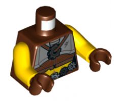 Torso Female, Flat Silver Chest Plate, Gears Belt and Necklace Pattern / Yellow Arms / Reddish Brown Hands