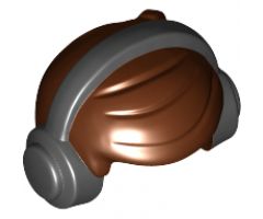 Minifigure, Hair Short with 2 Locks on Left Side, Black Headphones Pattern