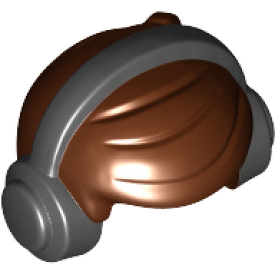 Minifigure, Hair Short with 2 Locks on Left Side, Black Headphones Pattern