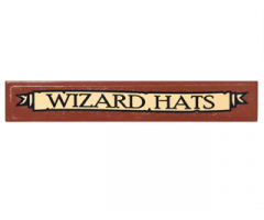 Tile 1 x 6 with 'WIZARD HATS' Sign Pattern (Sticker) - Set 10217