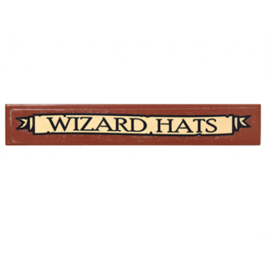Tile 1 x 6 with 'WIZARD HATS' Sign Pattern (Sticker) - Set 10217