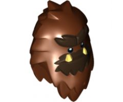 Minifigure, Head, Modified Yeti with Shaggy Hair and Dark Brown Fur and White Fangs Pattern