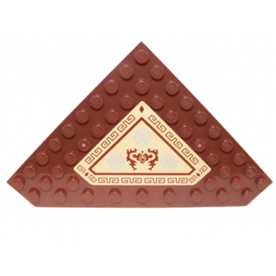 Wedge, Plate 10 x 10 Cut Corner with no Studs in Center with Carpet with Asian Symbols and Geometric Border Pattern (Sticker) - Set 70751