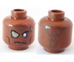 Minifigure, Head Alien with PotC Zombie with Silver Eye and Eyepatch Pattern - Blocked Open Stud