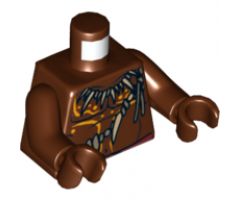 Torso PotC Bare Chest with Bone Necklace and Body Paint Pattern / Reddish Brown Arms / Reddish Brown Hands