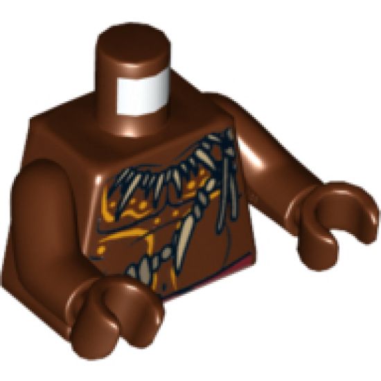 Torso PotC Bare Chest with Bone Necklace and Body Paint Pattern / Reddish Brown Arms / Reddish Brown Hands