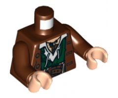 Torso PotC Jacket over Dark Green Vest and White Shirt Pattern / Reddish Brown Arms / Light Nougat Hands