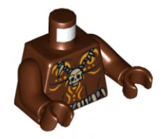 Torso PotC Bare Chest with Skull Necklace and Body Paint Pattern / Reddish Brown Arms / Reddish Brown Hands