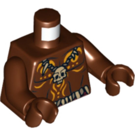 Torso PotC Bare Chest with Skull Necklace and Body Paint Pattern / Reddish Brown Arms / Reddish Brown Hands