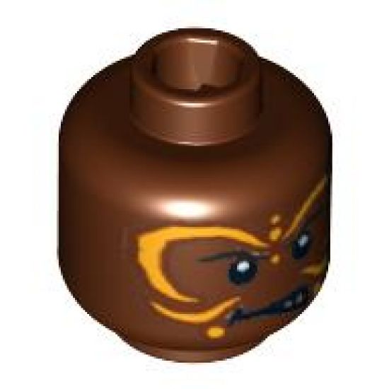 Minifigure, Head PotC Cannibal Yellow Face Paint Pattern - Blocked Open Stud