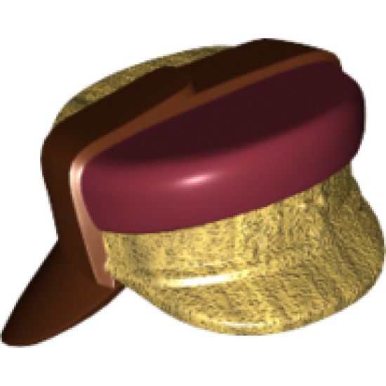 Minifigure, Headgear Hat, Neck Protector, SW Dark Red Top and Gold Flap Pattern