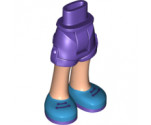 Mini Doll, Legs with Hips and Shorts, Light Nougat Legs and Dark Azure Shoes with 2 Dark Purple Laces Pattern