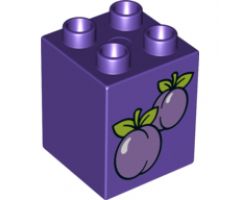 Duplo, Brick 2 x 2 x 2 with Plums Pattern
