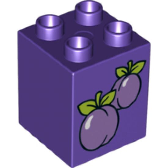 Duplo, Brick 2 x 2 x 2 with Plums Pattern