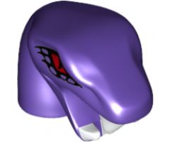 Minifigure, Head, Modified Snake Short Neck with Open Mouth with White Fangs and Red Eyes Pattern