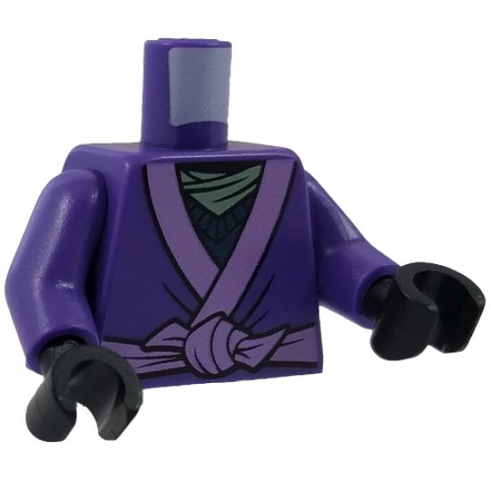 Torso Ninjago Robe with Medium Lavender Trim and Animal Drawing Pinned to Back Pattern / Dark Purple Arms / Black Hands