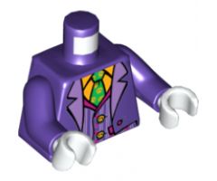 Torso Batman Suit with Lavender Lapels, Striped Vest, Bright Light Orange Shirt and Bright Green Tie Pattern (Joker) / Dark Purple Arms / White Hands