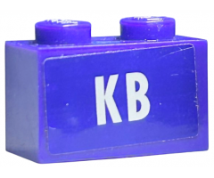 Brick 1 x 2 with White 'KB' Pattern (Sticker) - Set 4866