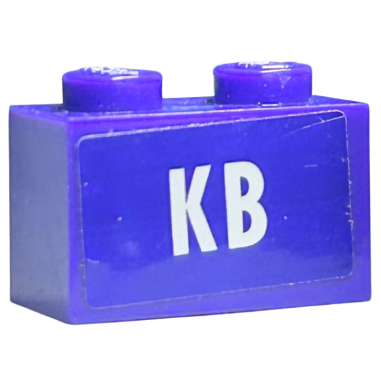 Brick 1 x 2 with White 'KB' Pattern (Sticker) - Set 4866