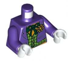 Torso Batman Suit with Lime Green Vest, Dark Green Bow Tie and Yellow Flower Pattern (Joker) / Dark Purple Arms / White Hands
