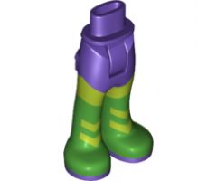 Mini Doll, Legs with Hips and Trousers with Back Pockets with Lime Leggings and Long Green Boots with Lime Chevrons Pattern