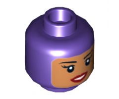 Minifigure, Head Dual Sided Female Balaclava with Medium Nougat Face, Beauty Mark, Smile / Annoyed Pattern - Hollow Stud
