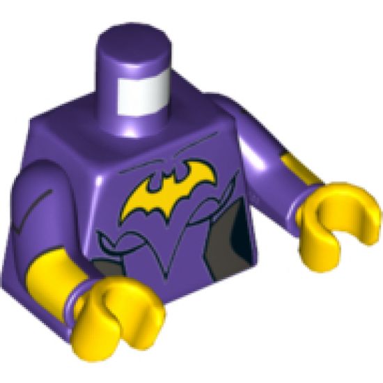 Torso Female Outline with Yellow Bat and Silver Side Trim Pattern / Dark Purple Arms with Yellow Cuffs Pattern / Yellow Hands