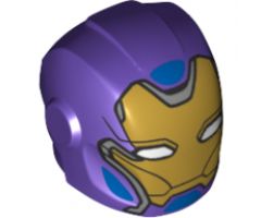 Minifigure, Headgear Helmet Armor Plates and Ear Protectors with Gold Faceplate and Blue Highlights Pattern