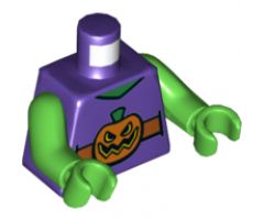 Torso Vest with Dark Orange Belt and Orange Pumpkin Jack-o-Lantern Buckle Pattern / Bright Green Arms / Bright Green Hands
