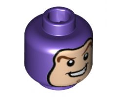 Minifigure, Head Balaclava with Face Hole, Dark Brown Curved Eyebrows, Chin Dimple, Open Mouth Smile Pattern (Buzz Lightyear) - Hollow Stud