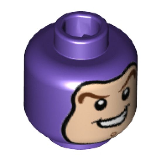 Minifigure, Head Balaclava with Face Hole, Dark Brown Curved Eyebrows, Chin Dimple, Open Mouth Smile Pattern (Buzz Lightyear) - Hollow Stud