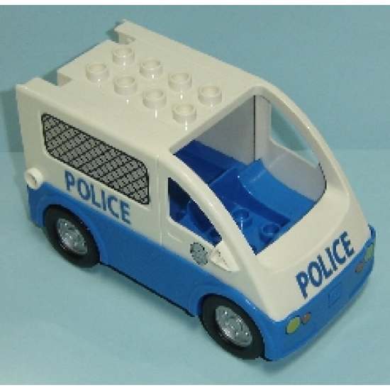 Duplo, Vehicle Van Type 2 with Blue Base and 'POLICE' Pattern