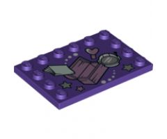 Tile, Modified 4 x 6 with Studs on Edges with Treasure Chest, Space Helmet, and Book Pattern