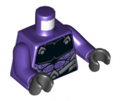 Torso Black Upper Chest Plate and Scale Lines, Silver Belt Pattern / Dark Purple Arms / Black Hands