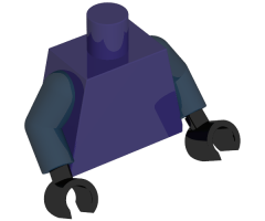 Torso Ninjago Tattered Robe with Yellowish Green Collar and Dark Blue Undershirt Pattern / Dark Blue Arms / Black Hands