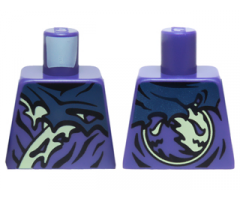 Torso Ninjago Tattered Dark Blue and Yellowish Green Robe Pattern