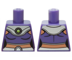 Torso Batman Female Outline, Dark Purple Crop Top, Silver Collar and Belt Pattern