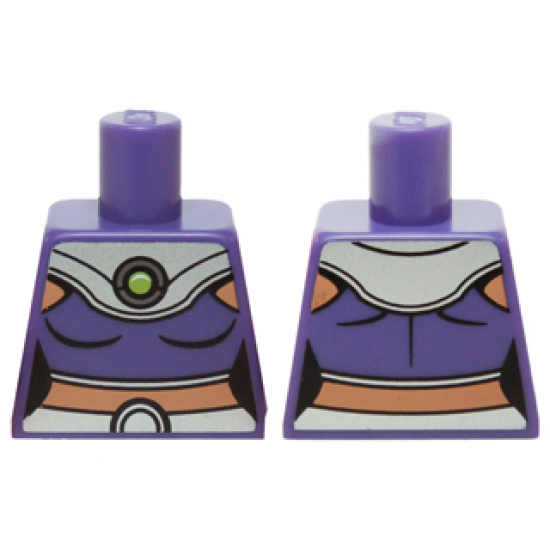 Torso Batman Female Outline, Dark Purple Crop Top, Silver Collar and Belt Pattern
