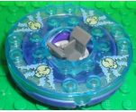 Turntable 6 x 6 x 1 1/3 Round Base with Trans-Light Blue Top and Glow In Dark Opaque Skulls on Light Blue Pattern (Ninjago Spinner)