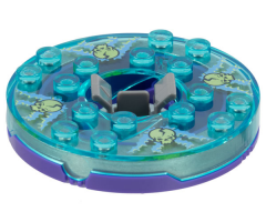 Turntable 6 x 6 x 1 1/3 Round Base with Trans-Light Blue Top and Glow In Dark Opaque Skulls on Light Blue Pattern (Ninjago Spinner)