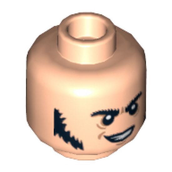 Minifigure, Head Black Sideburns and Crooked Smile Pattern (Jesus) - Hollow Stud