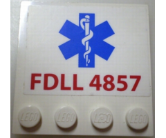 Tile, Modified 4 x 4 with Studs on Edge with 'FDLL 4857' and EMT Star of Life Pattern (Sticker) - Set 4857