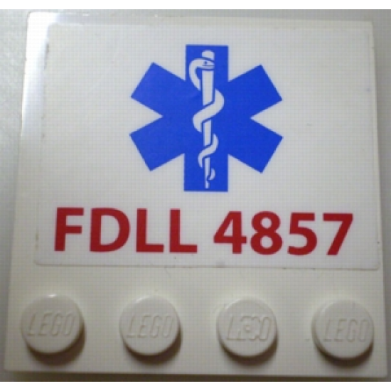 Tile, Modified 4 x 4 with Studs on Edge with 'FDLL 4857' and EMT Star of Life Pattern (Sticker) - Set 4857
