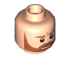 Minifigure, Head Dual Sided Dark Orange Trim Beard, Closed Mouth / Bared Teeth Pattern - Hollow Stud