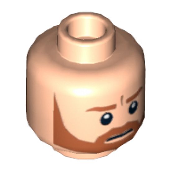 Minifigure, Head Dual Sided Dark Orange Trim Beard, Closed Mouth / Bared Teeth Pattern - Hollow Stud