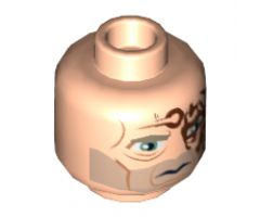Minifigure, Head SW Blue Eyes, Tribal Tattoo, Stubble and Scars Pattern (Obi-Wan - Rako Hardeen) - Hollow Stud
