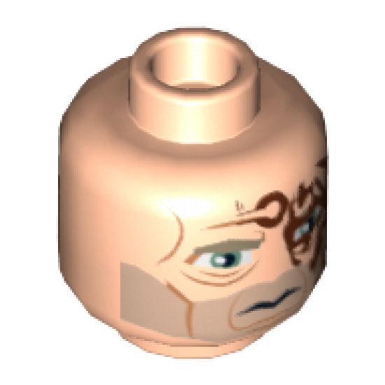 Minifigure, Head SW Blue Eyes, Tribal Tattoo, Stubble and Scars Pattern (Obi-Wan - Rako Hardeen) - Hollow Stud